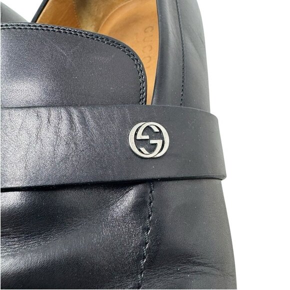 GUCCI Broadwick black mens loafers Interlocking GG Logo shoes size 9.5 - Picture 9 of 16